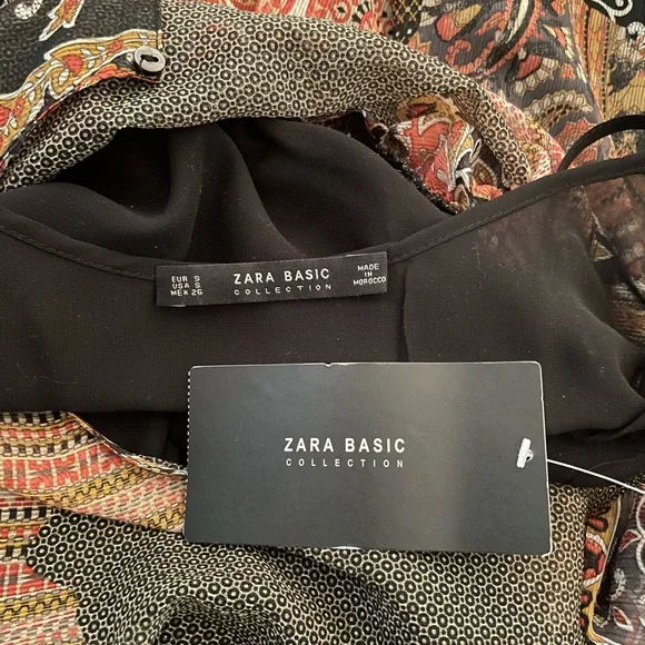 NWT Oriental Paisley Print Chiffon Midi Long Sleeve Dress. Size Small. - Picture 14 of 15